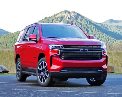 Red Chevrolet Tahoe paint by number