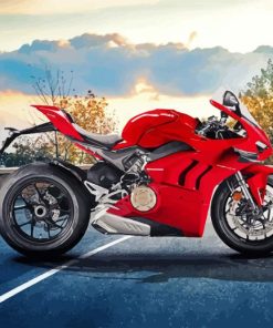 Red Ducati Motorcycle paint by number