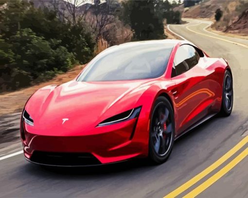 Red Tesla paint by number