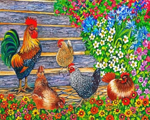 Rooster And Hen paint by number