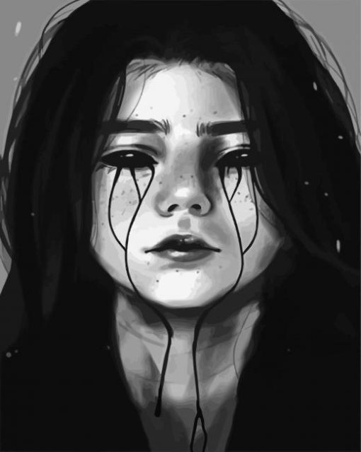 Sad Depressed Girl paint by number