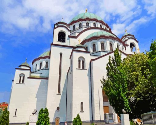 Saint Sava Temple Belgrade paint by number