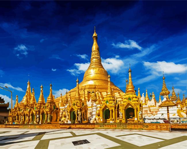 Shwedagon Pagoda Yangon paint by number