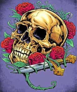 Skull Head And Roses paint by number