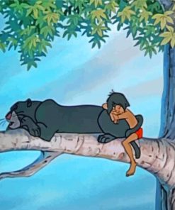 Sleeping Bagheera And Mowgli paint by number