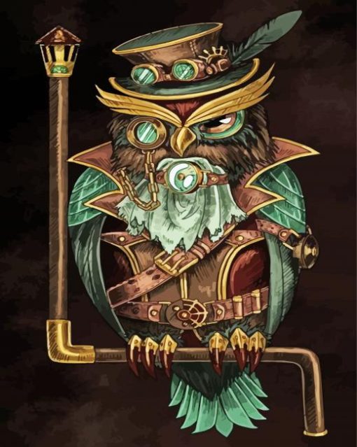 Steampunk Owl Illustration paint by number