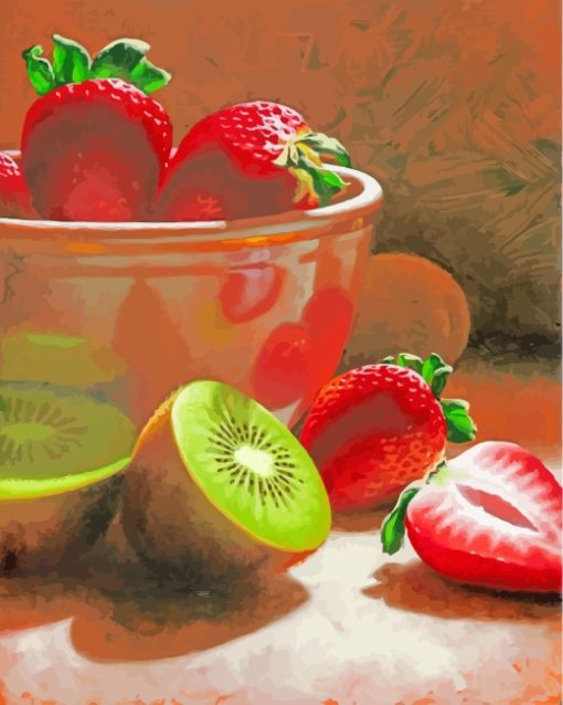 Strawberries And Kiwi paint by numbers