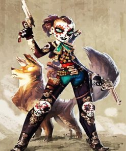 Sugar Skull Gunslinger paint by number