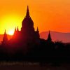 Sunset In Bagan Silhouette paint by number