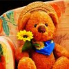 Teddy Bear Holding Flower paint by number