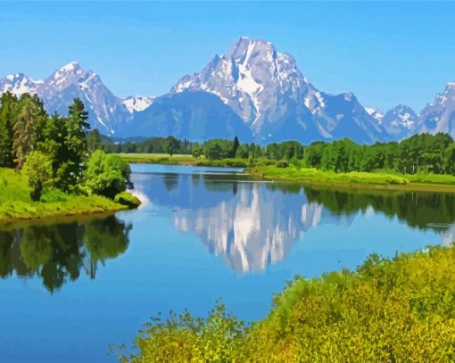 Teton Range Snake River Wyoming paint by numbers