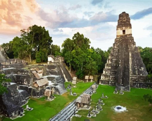 Tikal City Guatemala paint by number