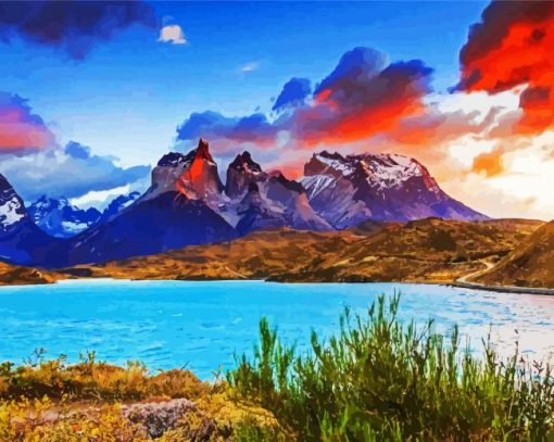 Torres Del Paine National Park Chile paint by number