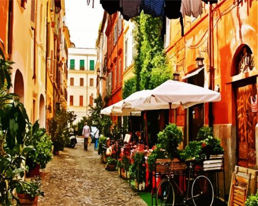 Trastevere Italy Europe paint by number