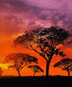 Trees Silhouette Kenya paint by number