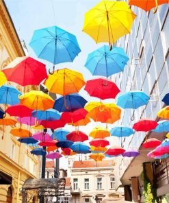 Umbrellas Street In Belgrade Serbia paint by numbers