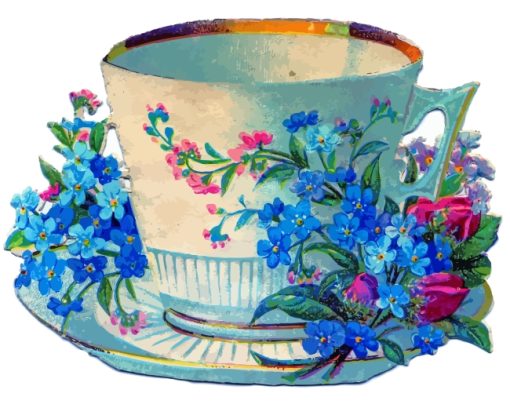 Vintage Floral Cup paint by number