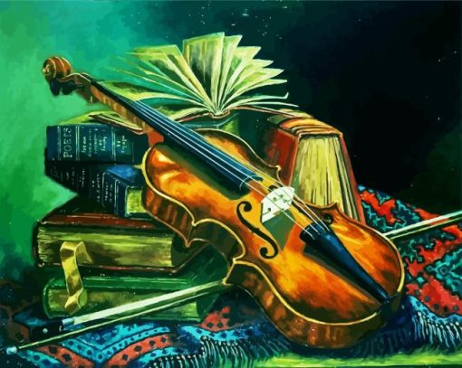 Violin And Books paint by number