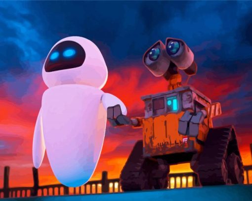 Wall E And Eve Animated Film paint by numbers