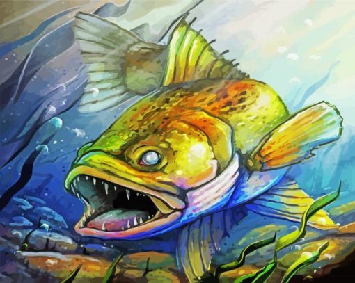 Walleye Fish Art paint by numbers