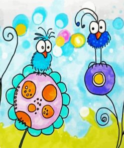 Whimsical Flowers And Birds paint by numbers