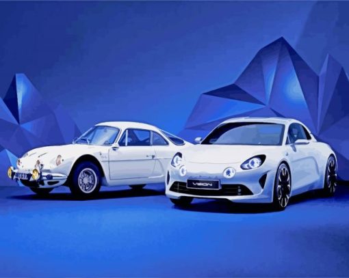 White Alpine Cars paint by numbers