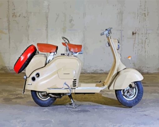 White Lambretta Scooter paint by numbers