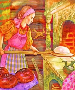 Woman Baking Bread paint by numbers