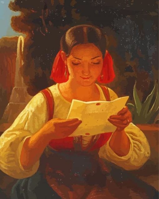 Woman Reading A Letter paint by numbers