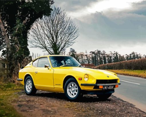 Yellow Datsun Car paint by numbers