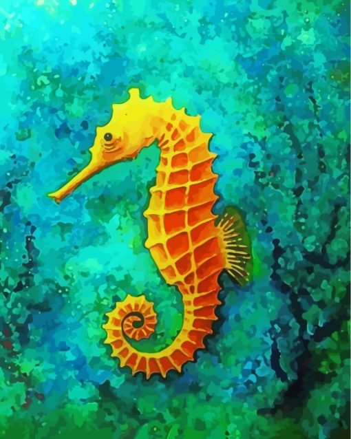 Yellow Seahorse paint by numbers