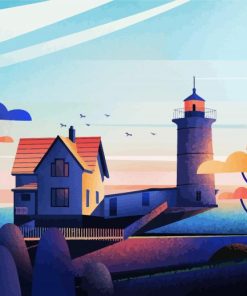 Aesthetic Lighthouse Illustration paint by numbers