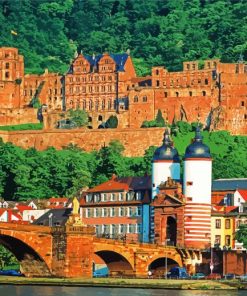 Aesthetic Heidelberg Castle paint by number