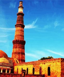 Aesthetic Qutab Minar Delhi paint by numbers