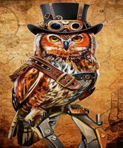 Aesthetic Steampunk Owl paint by numbers