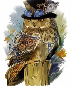 Steampunk Owl Bird paint by numbers