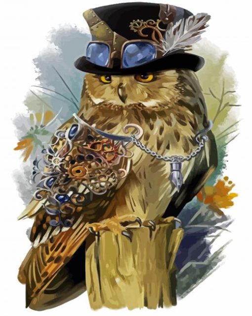 Steampunk Owl Bird paint by numbers