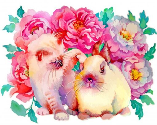 Aesthetic Bunny And Cat paint by numbers