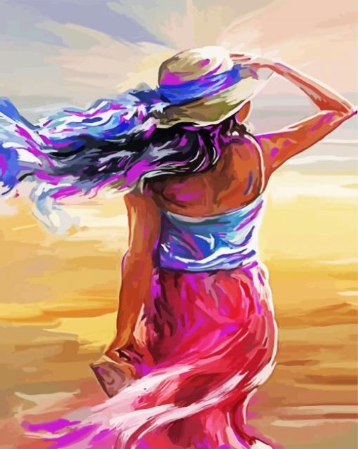 Aesthetic Woman Wearing Sunhat paint by number