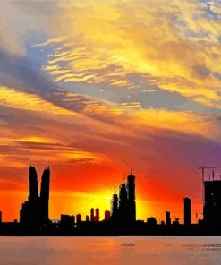 Bahrain Skyline Silhouette paint by number