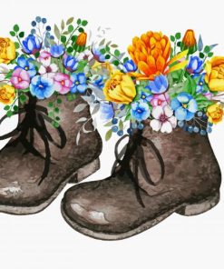 Black Floral Shoes paint by numbers