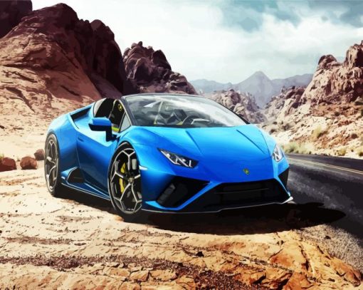 Blue Lamborghini Huracan Car paint by numbers