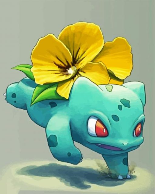 Bullbasaur And Yellow Flower paint by numbers