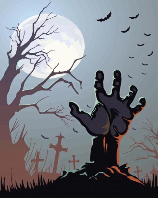 Cemetery Zombie Hand paint by numbers