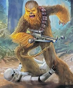 Chewbacca And Stormtrooper Fight paint by numbers