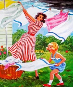 Clothes Drying On A Windy Day paint by numbers