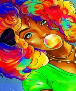 Colourful Bubblegum Girl paint by numbers