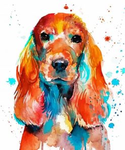 Colorful English Cocker Spaniel paint by numbers