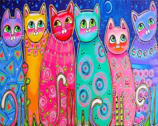 Colourful Cats paint by numbers