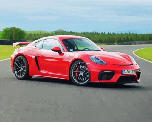 Cool Red Porsche Cayman paint by number